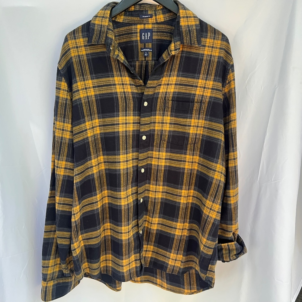 Gap Yellow and Blue Flannel Large